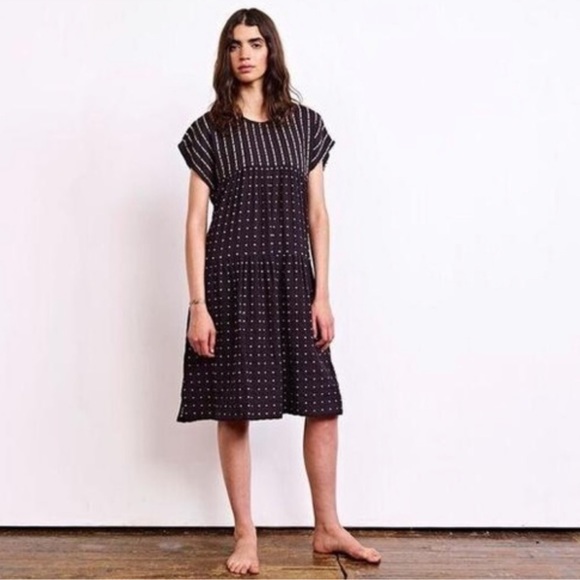 Ace & Jig Austin Dress In Voyage Black Stripe Polka Dot Pockets Belted Sz S - Picture 1 of 7